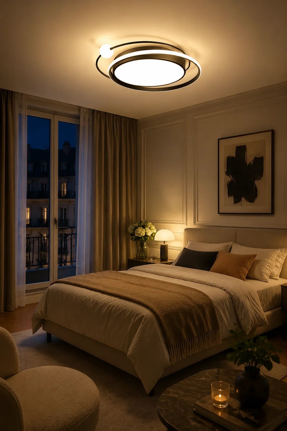 Lacey Modern Multi Orbit Flush Mount Ceiling Light, Black/Gold - Lumpaz