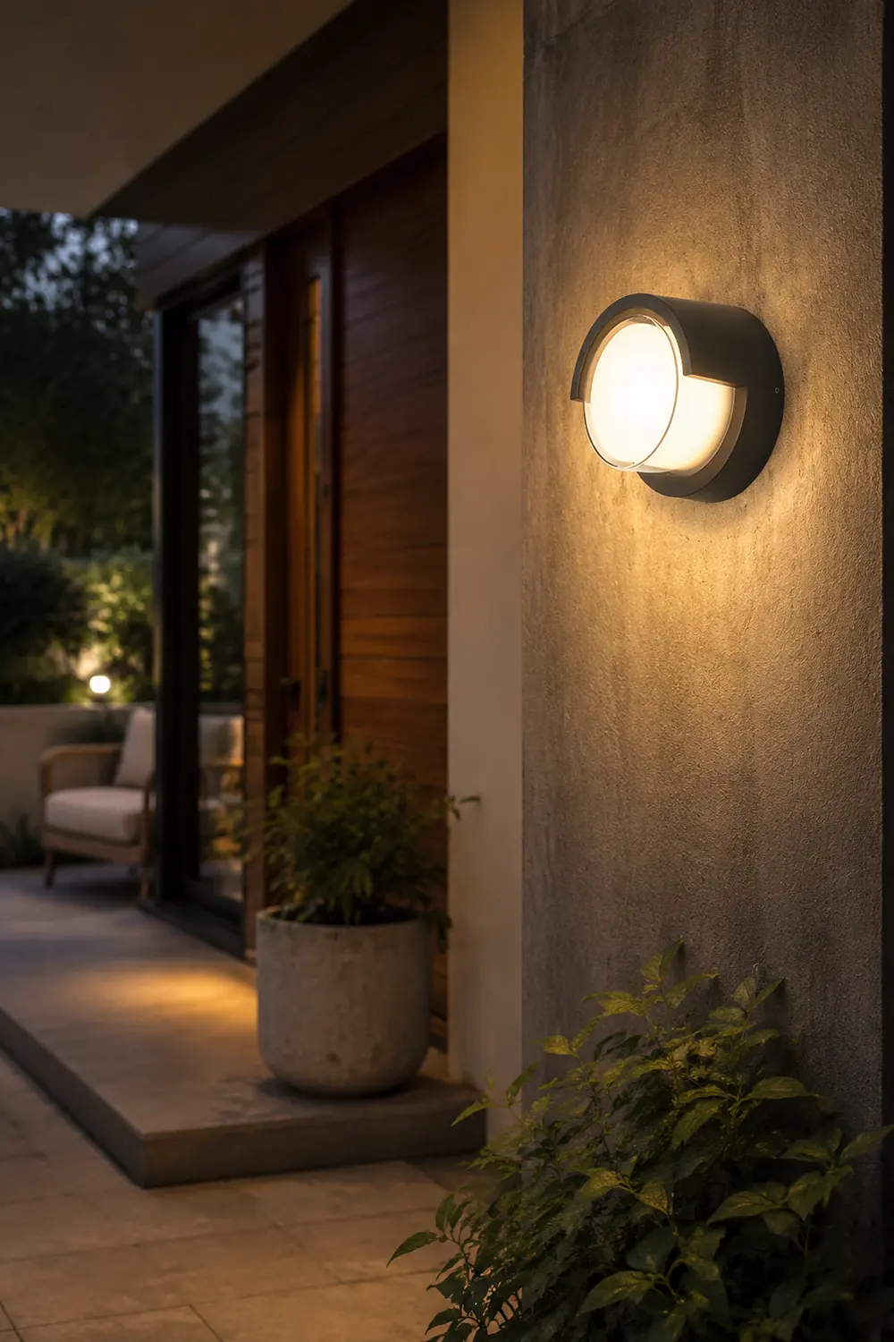 Orr Modern Round/Rectangular Metal/Acrylic Outdoor Wall Lamp, Black - Lumpaz