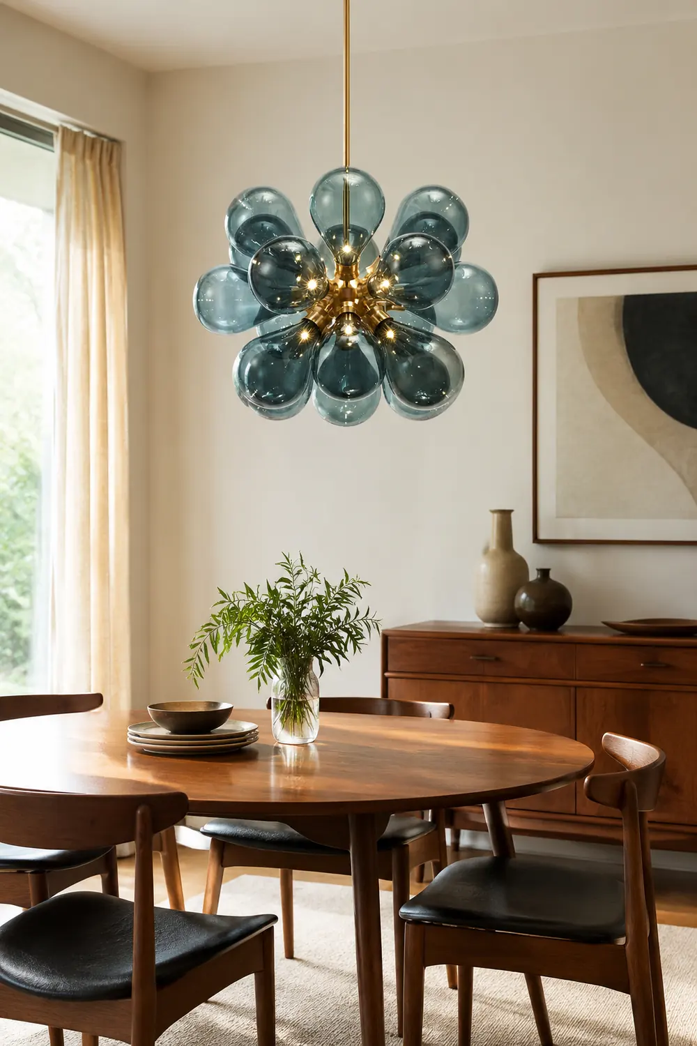 Valentina Glass Bubble Pendant Light for Kitchen Island, Blue/White/Purple - Lumpaz