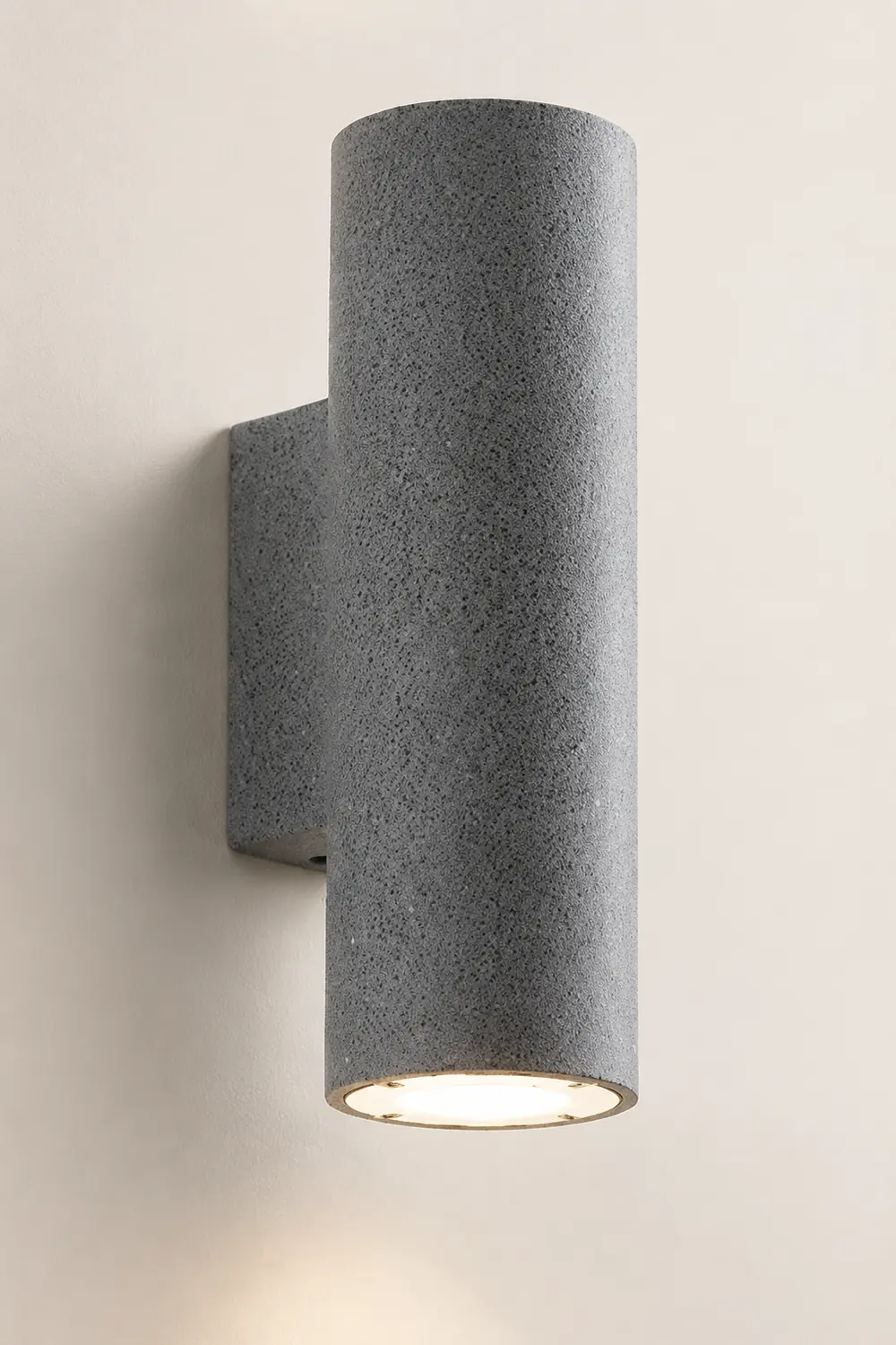Orr Minimalist Cylindrical Double-headed Cement Outdoor Wall Lamp, Black/White - Lumpaz