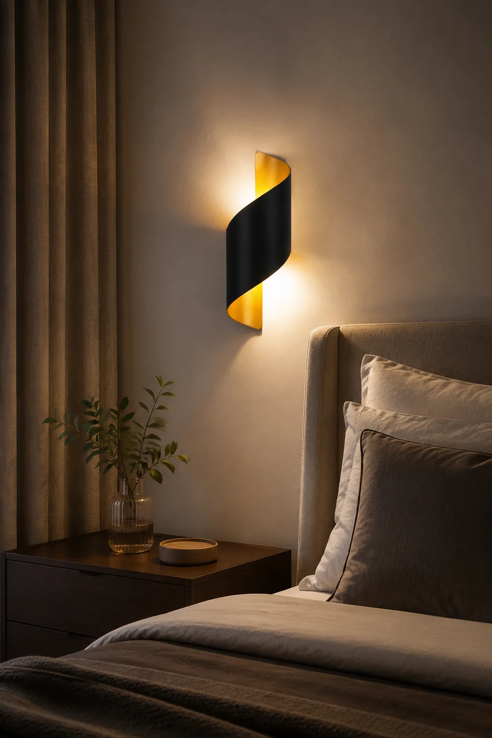 Orr Modern Conch Shape Metal Indoor Wall Lamp, Black/White/Gold - Lumpaz