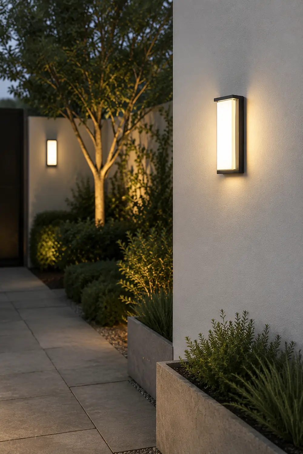 Orr Modern Minimalist Rectangular Metal Outdoor Wall Lamp, Black - Lumpaz