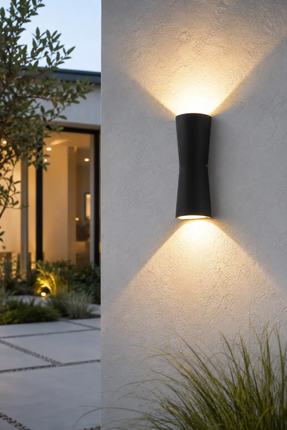 Orr Minimalist Torch Metal Outdoor Wall Lamp, Black/White - Lumpaz