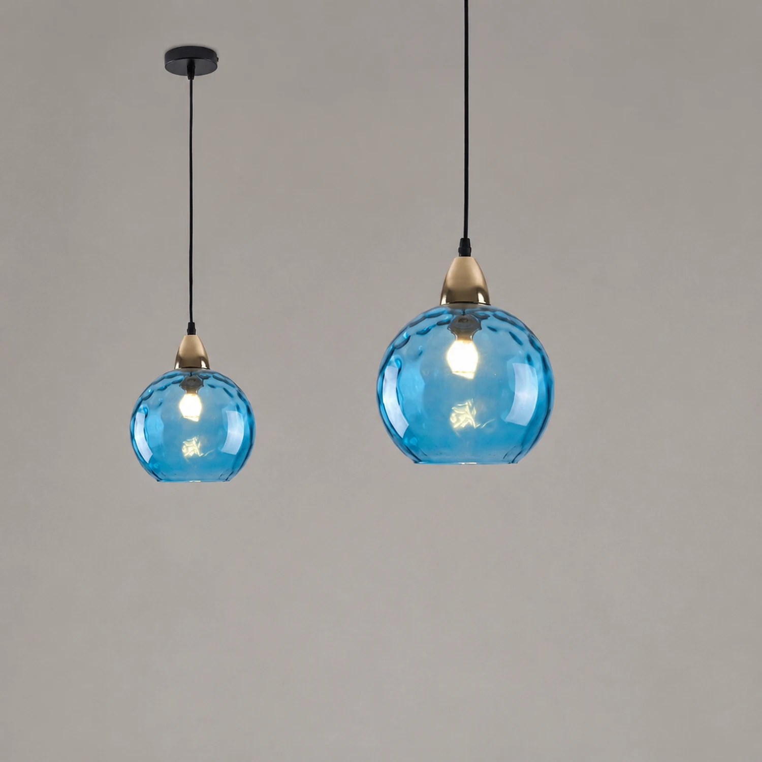 Hailie Colorful Glass Ball Pendant Light Water Ripple Living Room - Lumpaz