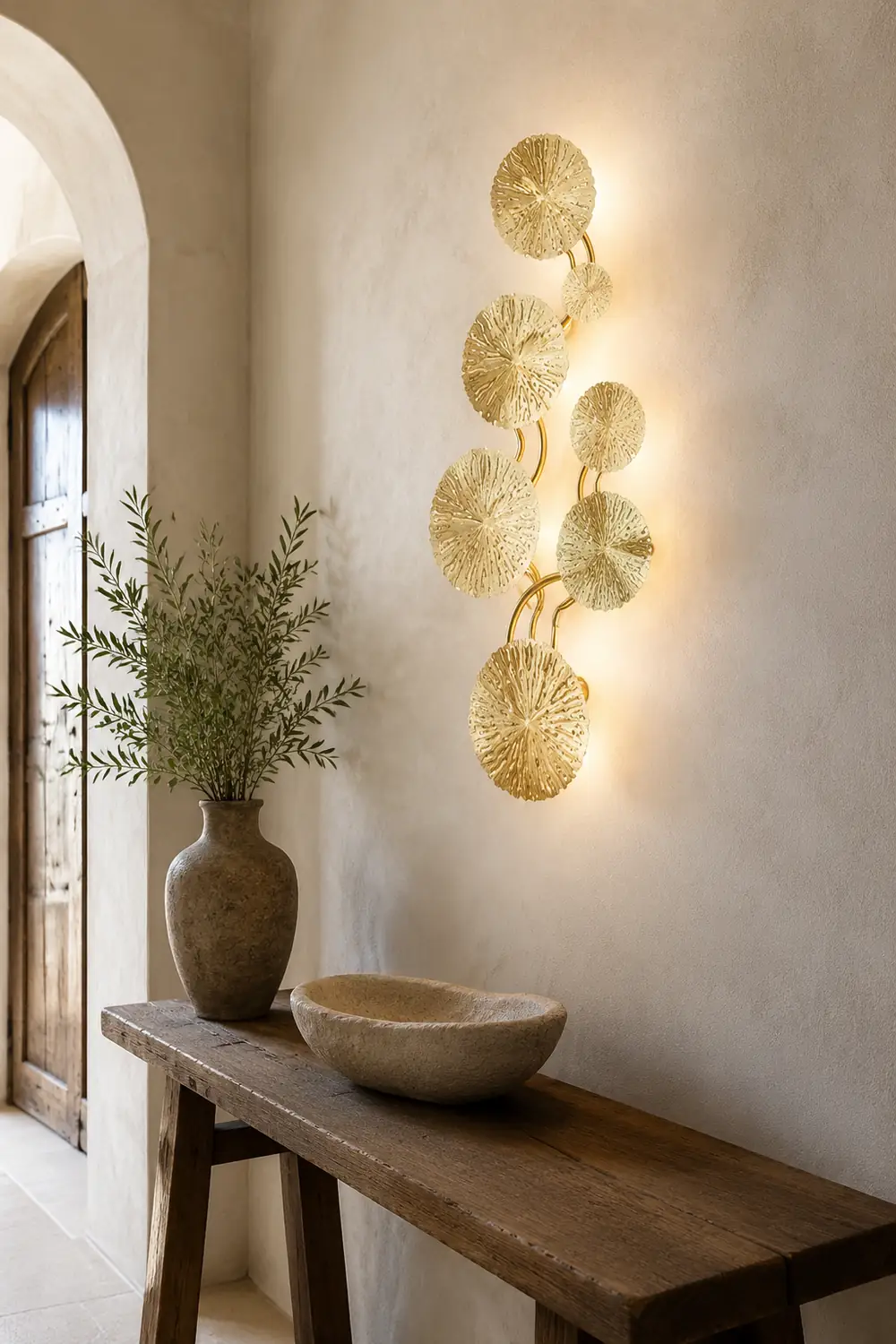 Knox Modern Metal Round Lotus Leaf Wall Lamp, Gold - Lumpaz