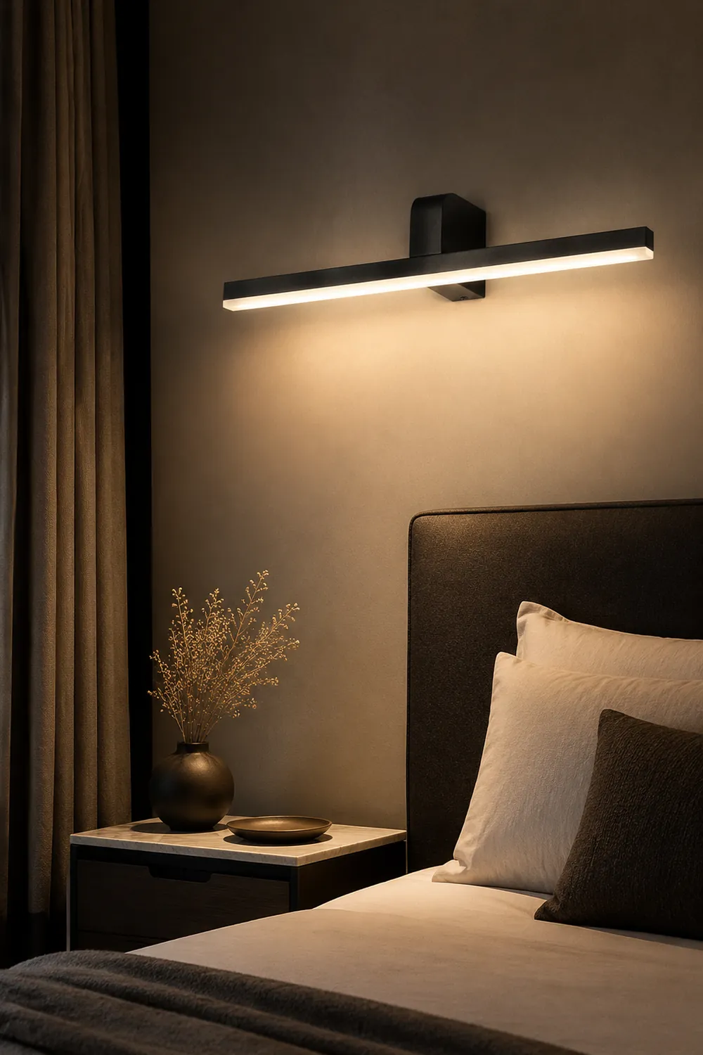 Edge Modern Linear Acrylic Mirror Front Wall Lamp, Black/White - Lumpaz