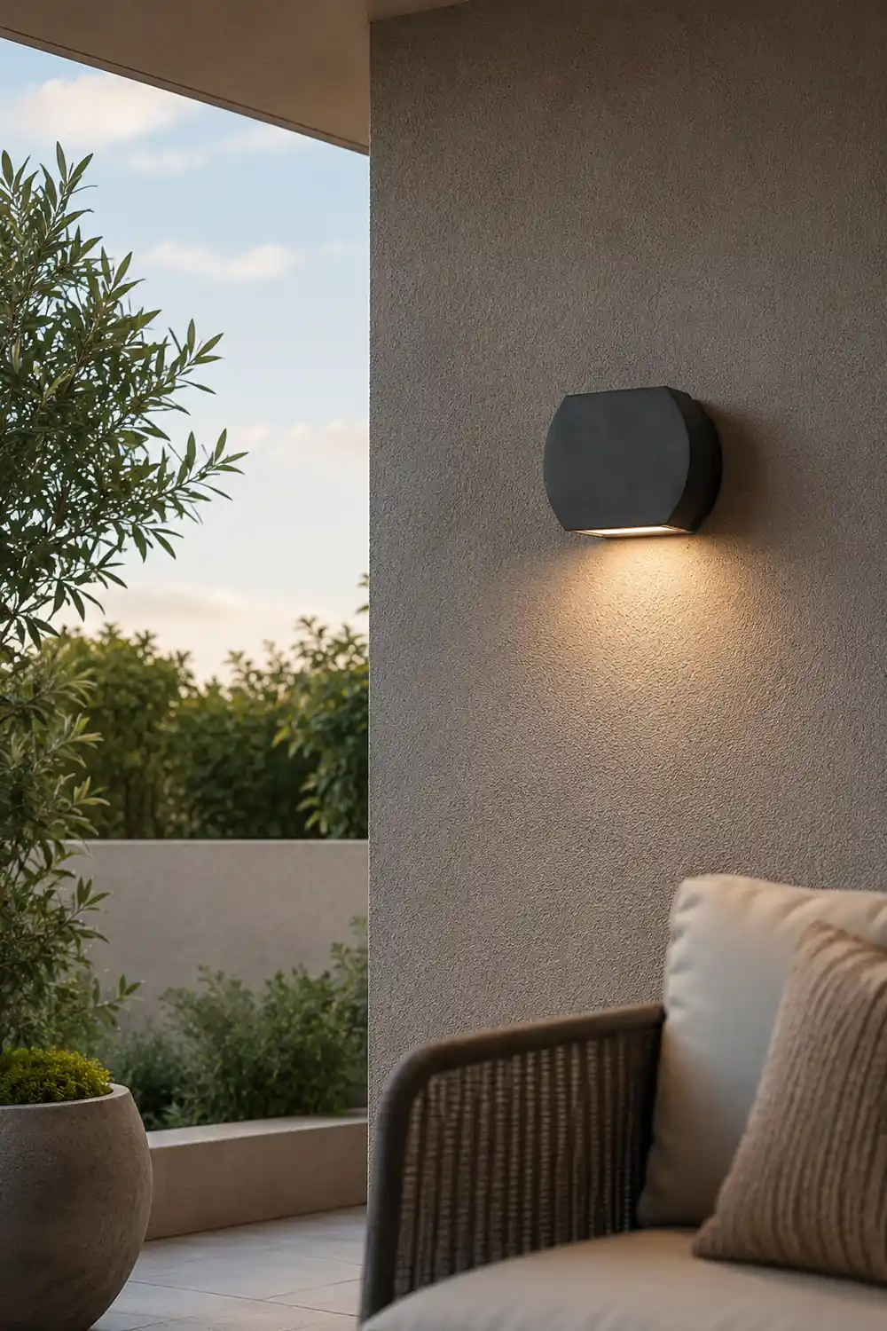 Orr Minimalist Geometric Metal Outdoor Wall Lamp, Black/Gray - Lumpaz