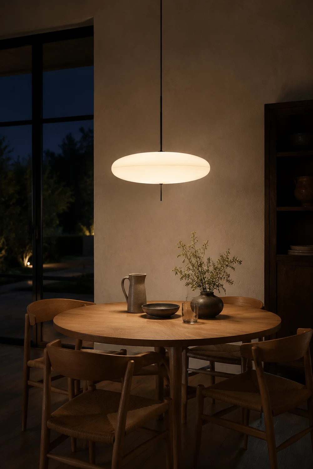 Leilani Nordic Modern Oval Single Pendant Light, White - Lumpaz