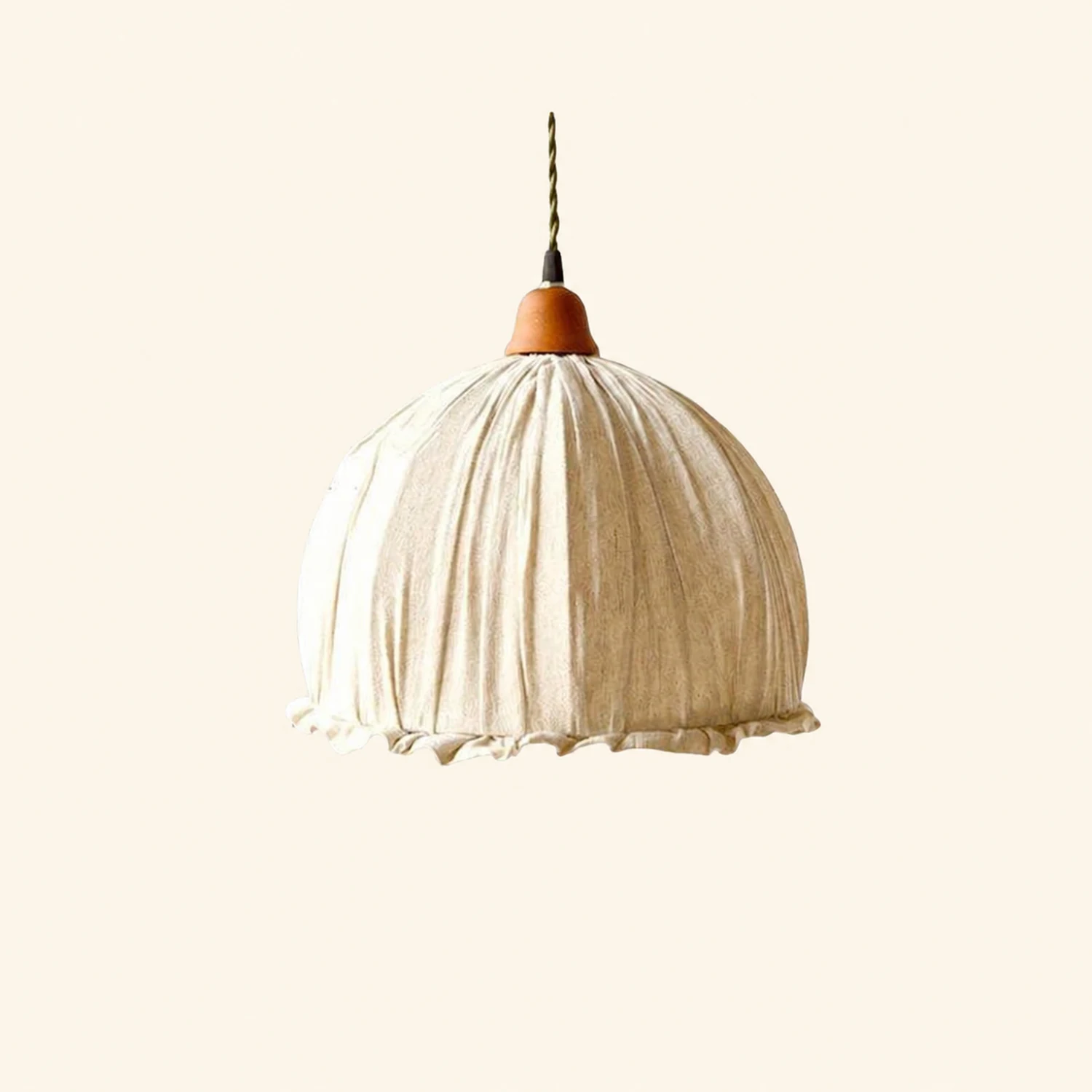 Nordic Vintage LED Pendant Light Beige Fabric Living Room - Lumpaz
