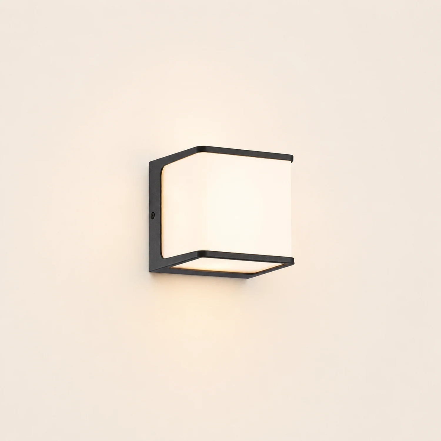 Orr Modern Minimalist Rectangular Acrylic Sensor Solar Outdoor Wall Lamp, Black/White - Lumpaz