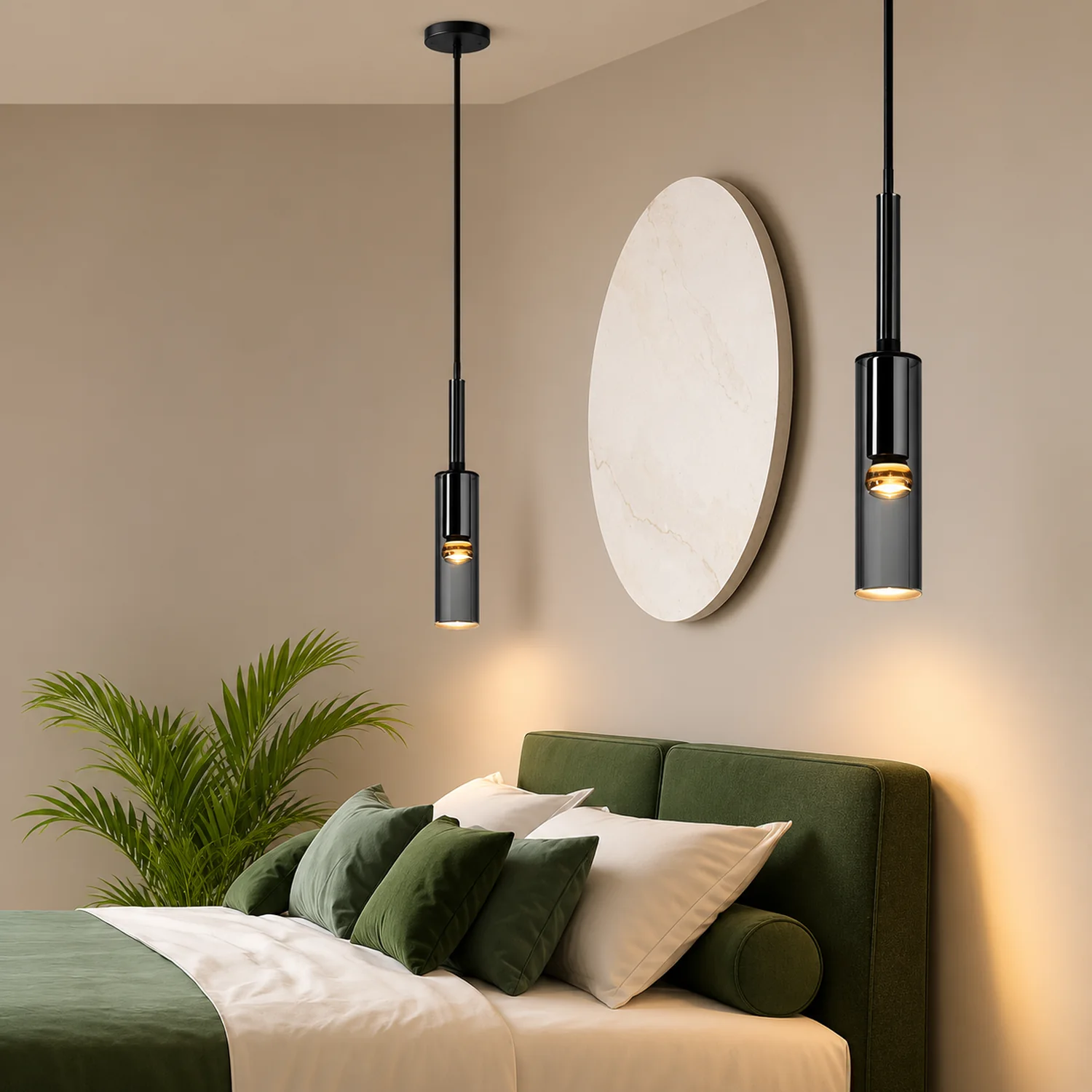 Sanna Modern Glass/Metal Pendant light/Wall Lamp, Black - Lumpaz