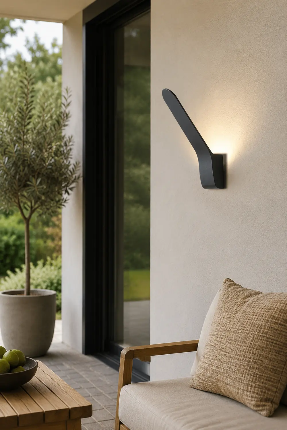 Orr Minimalist Tilt Linear Metal Outdoor Wall Lamp, Black - Lumpaz