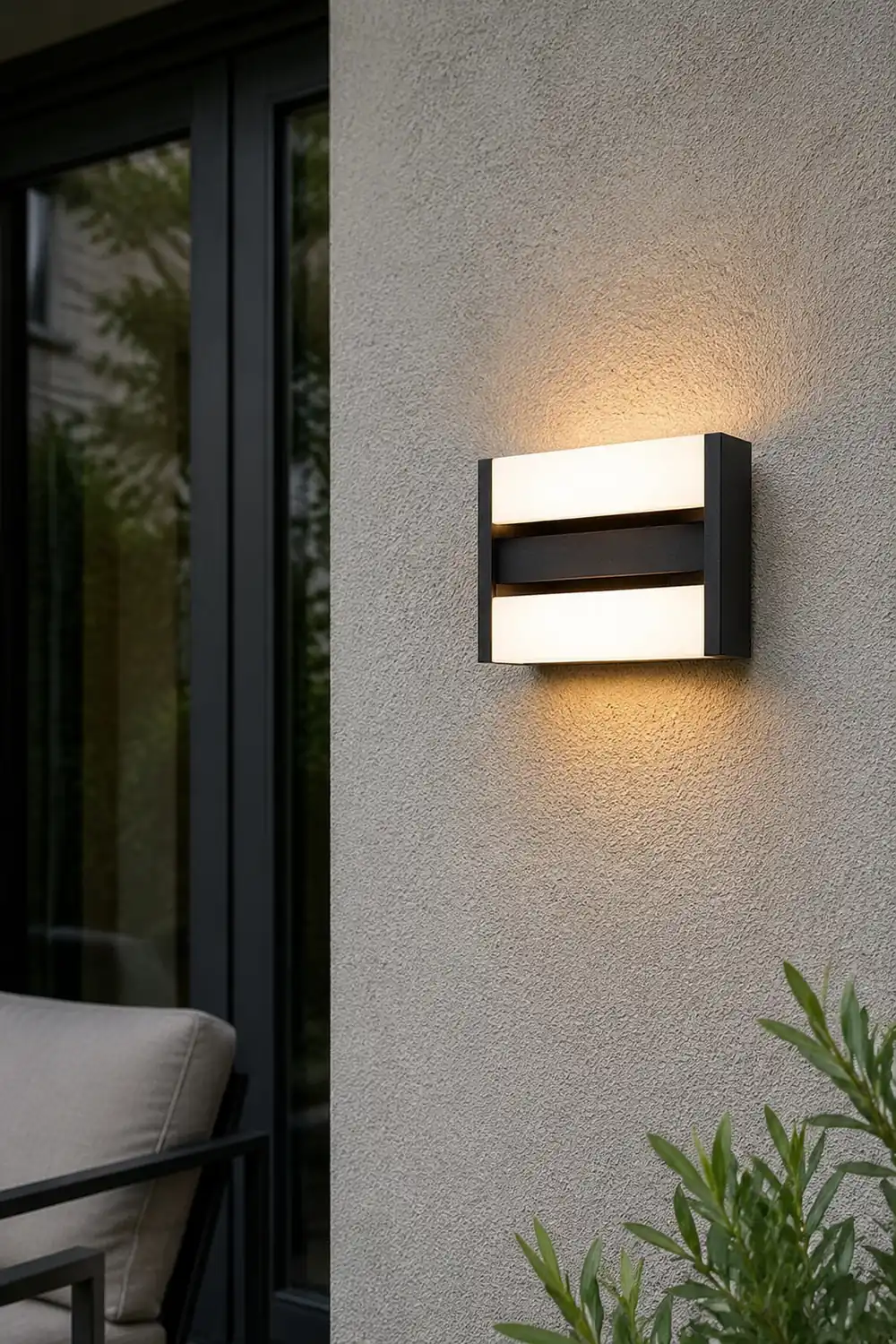 Orr Mondern Rectangular Rotatable Metal Outdoor Wall Lamp, Black - Lumpaz