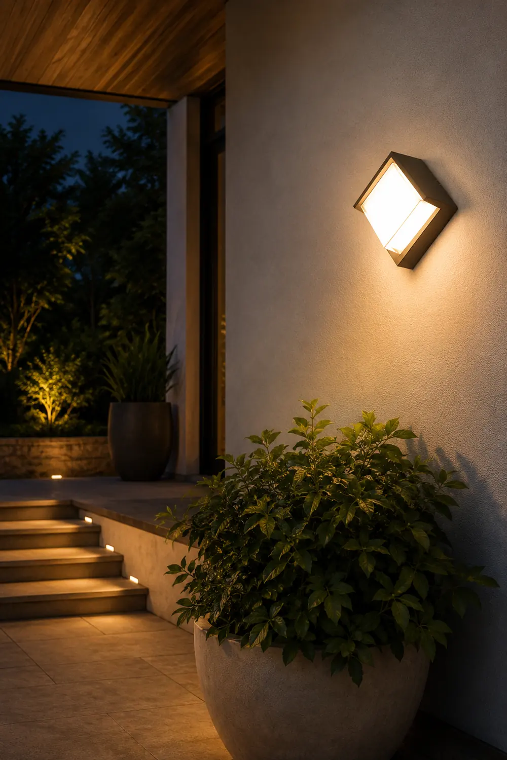 Orr Modern Square Metal Outdoor Wall Lamp, Black/White - Lumpaz