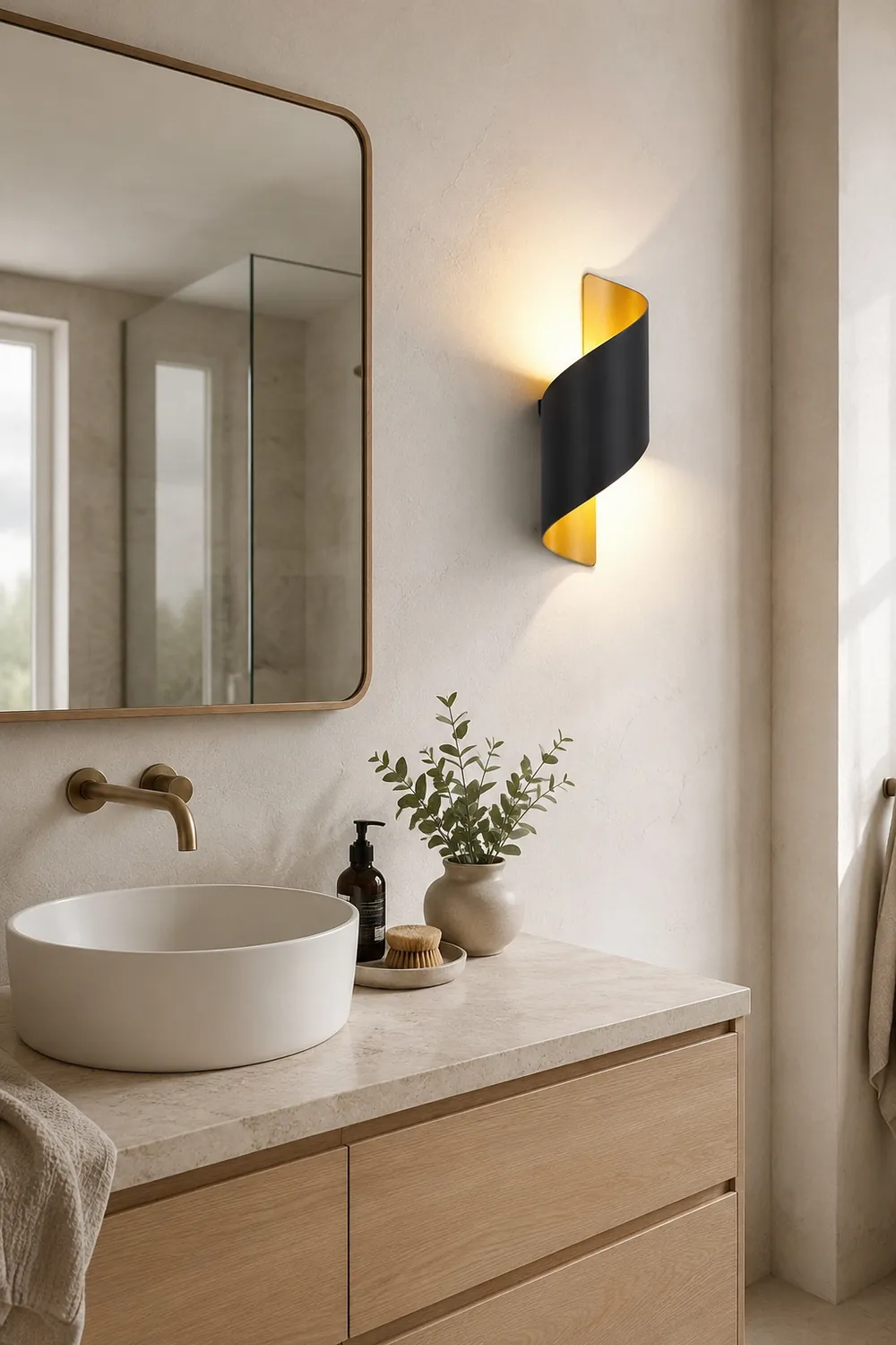 Orr Modern Conch Shape Metal Indoor Wall Lamp, Black/White/Gold - Lumpaz