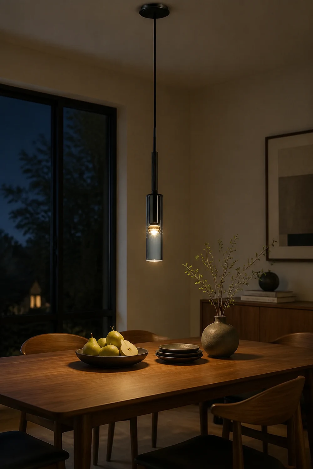 Sanna Modern Glass/Metal Pendant light/Wall Lamp, Black - Lumpaz