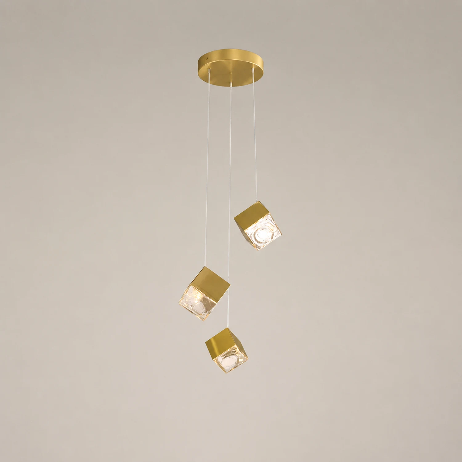 Kristy Modern Square Metal Pendant Light, Gold, Living Room - Lumpaz