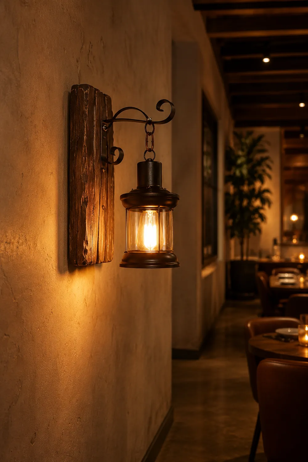 Alessio Vintage Lantern Metal Wall Lamp, Black/Bronze - Lumpaz