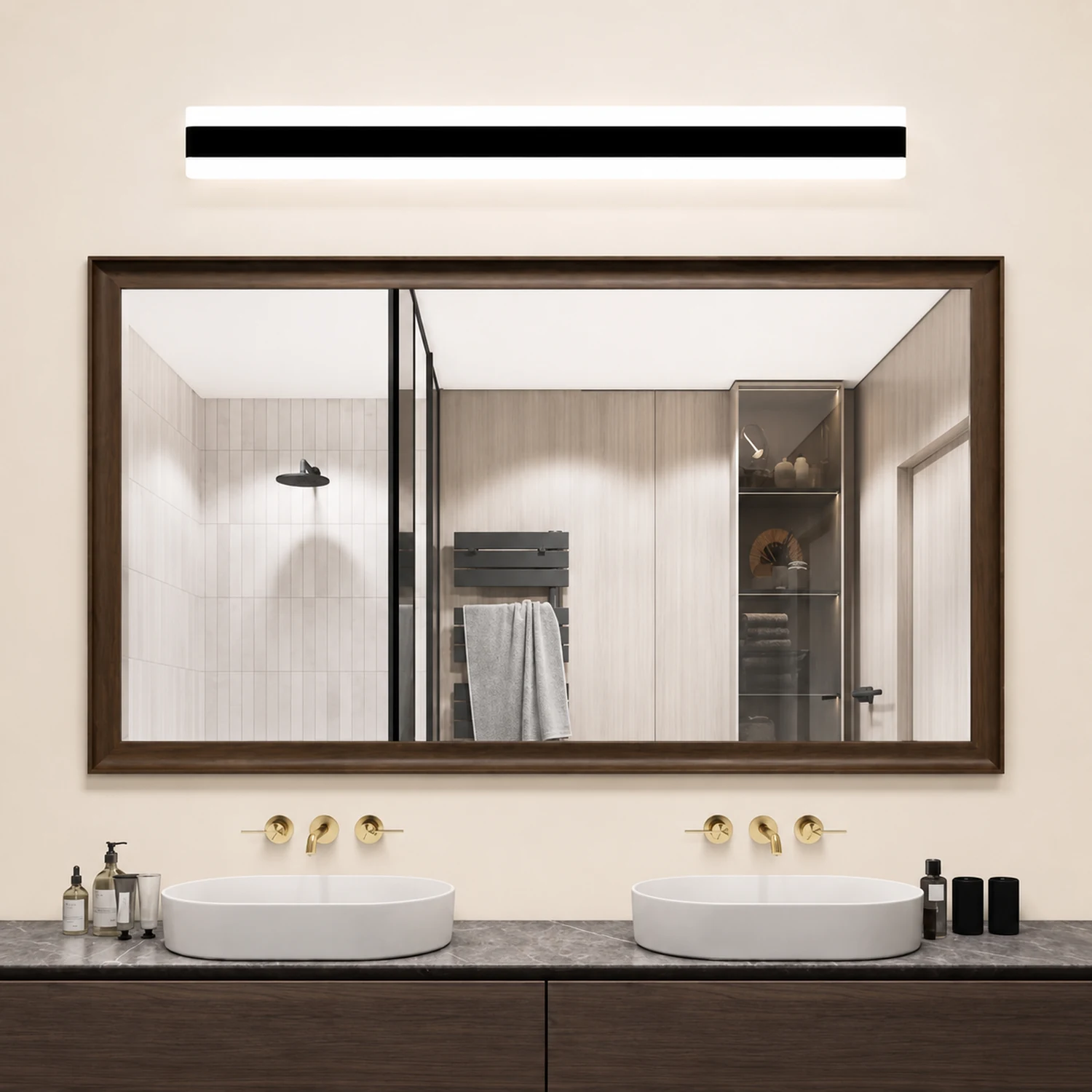 Edge Minimalist Linear Metal/Acrylic Wall Lamp, Bathroom - Lumpaz