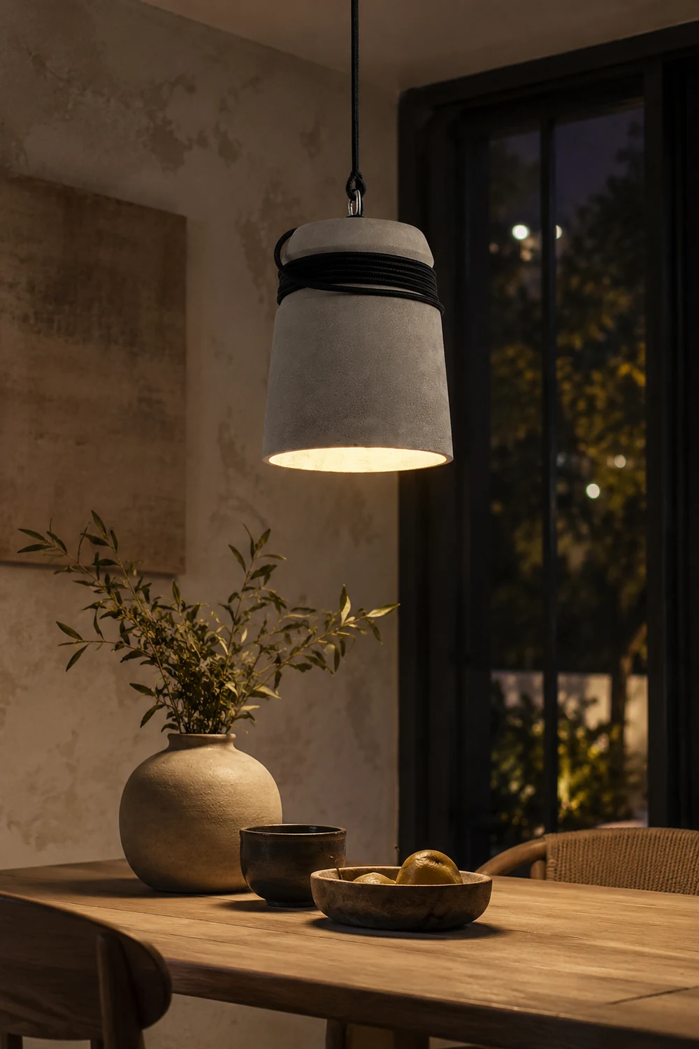 Zaid Industrial Pendant Light, Cement & Metal - Lumpaz