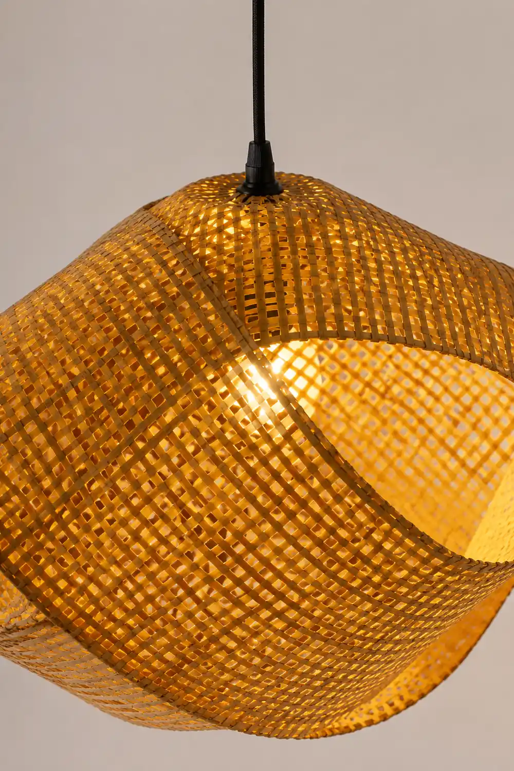Ritta Modern Twist Rattan Pendant Light Wood Living Room - Lumpaz