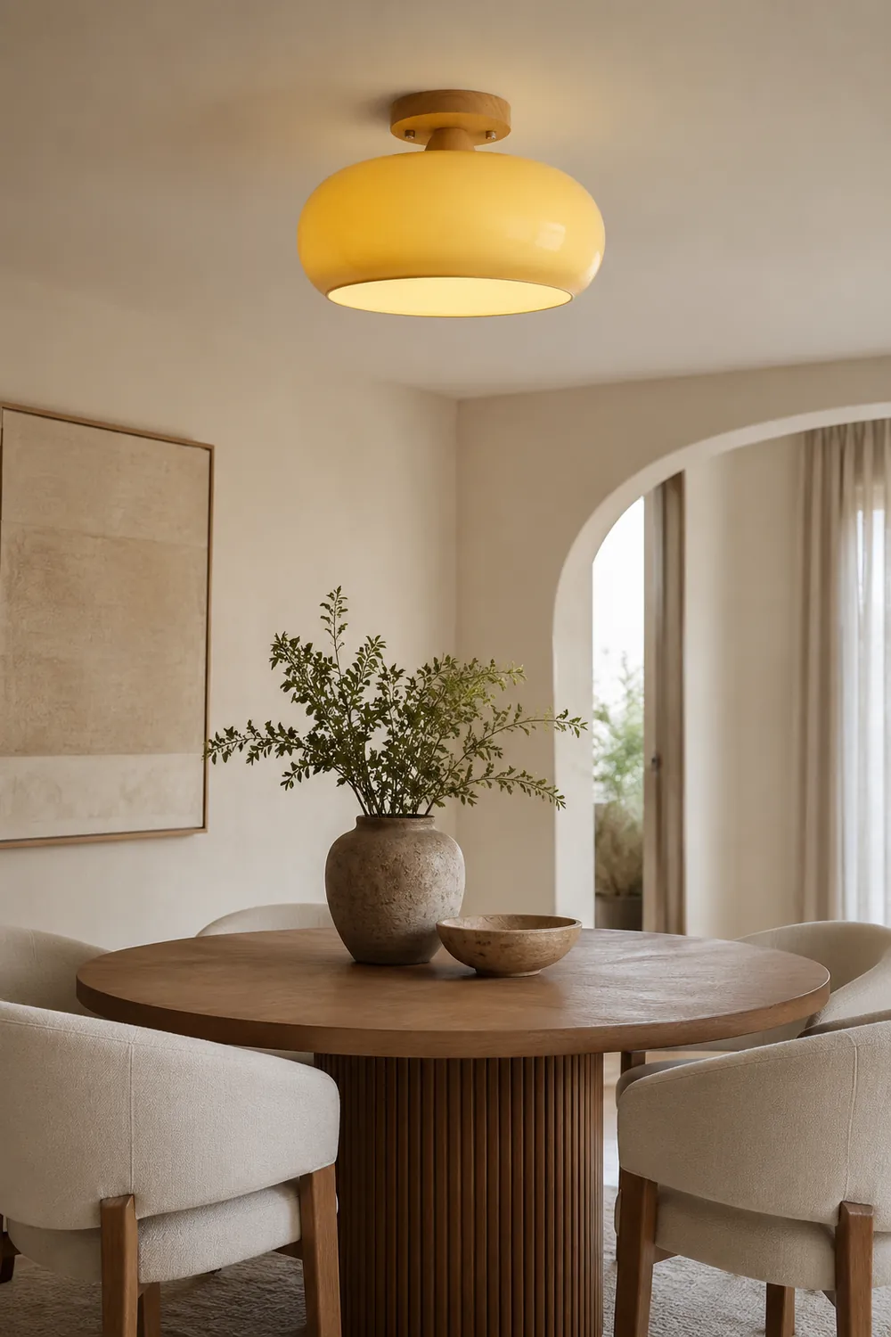 Hailie Modern LED Flush Mount Ceiling Light White Yellow Metal Living Room - Lumpaz