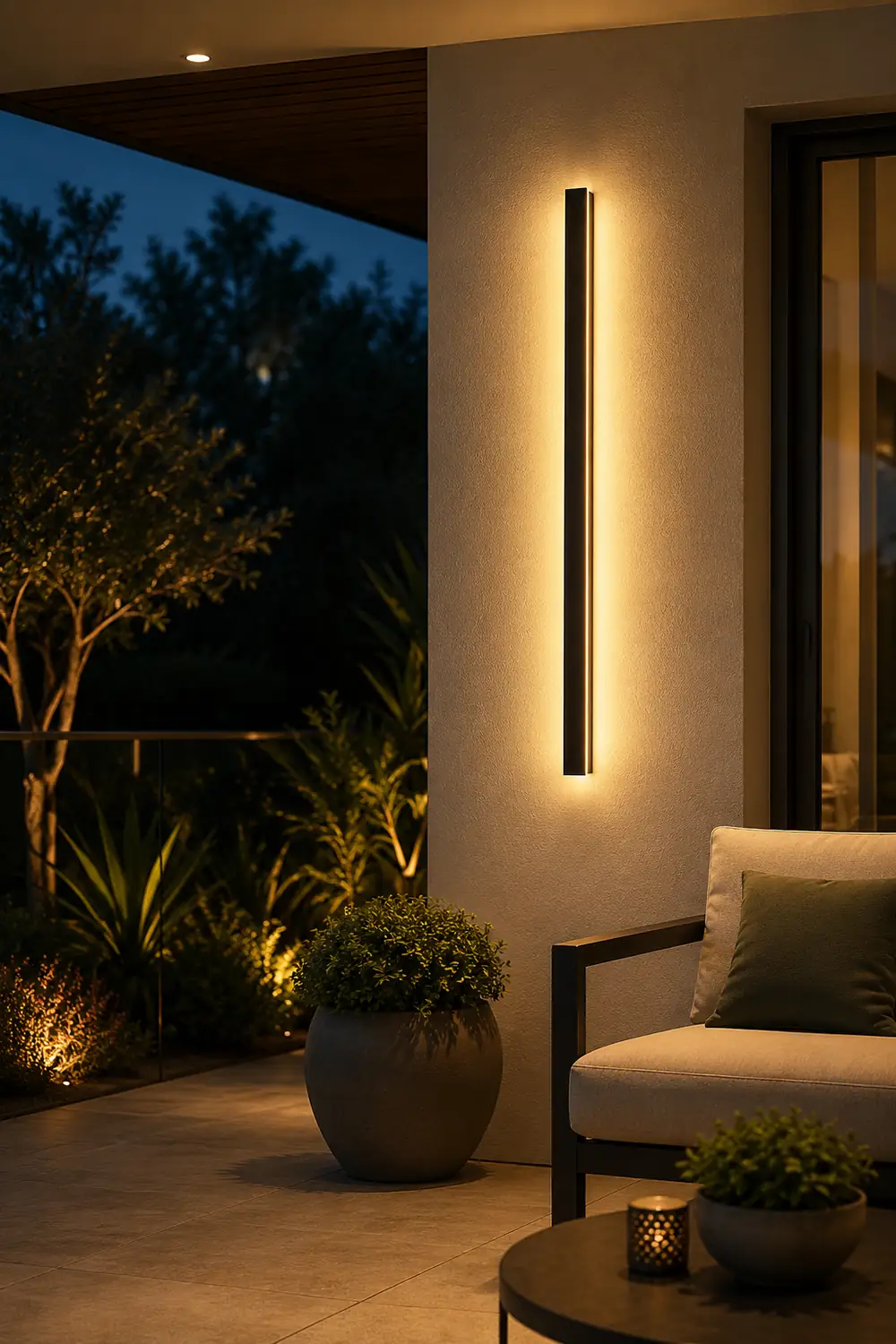 Edge Ripple Minimalist Linear Metal Outdoor Wall Lamp Black Balcony/Terrace - Lumpaz