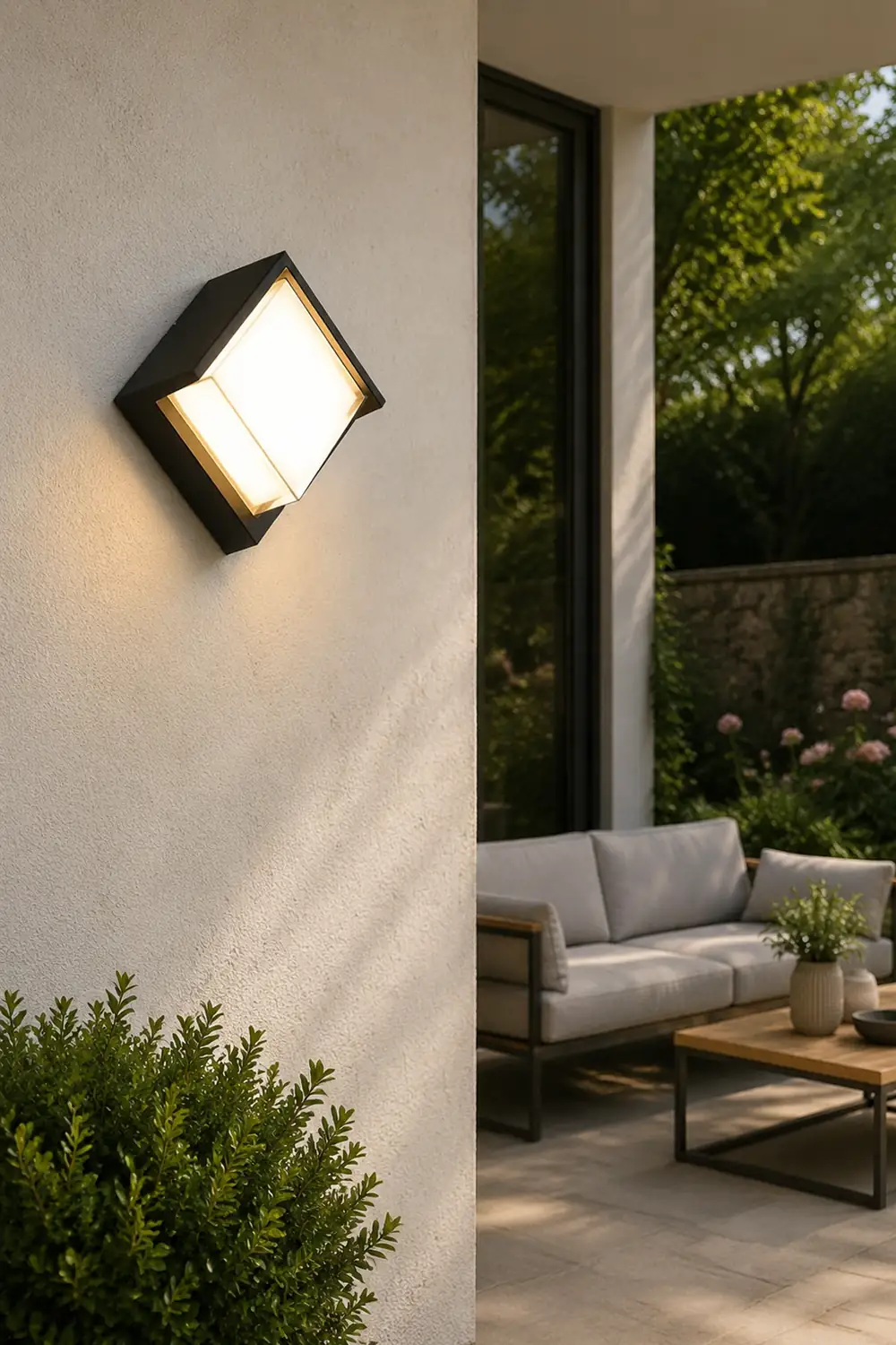 Orr Modern Square Metal Outdoor Wall Lamp, Black/White - Lumpaz