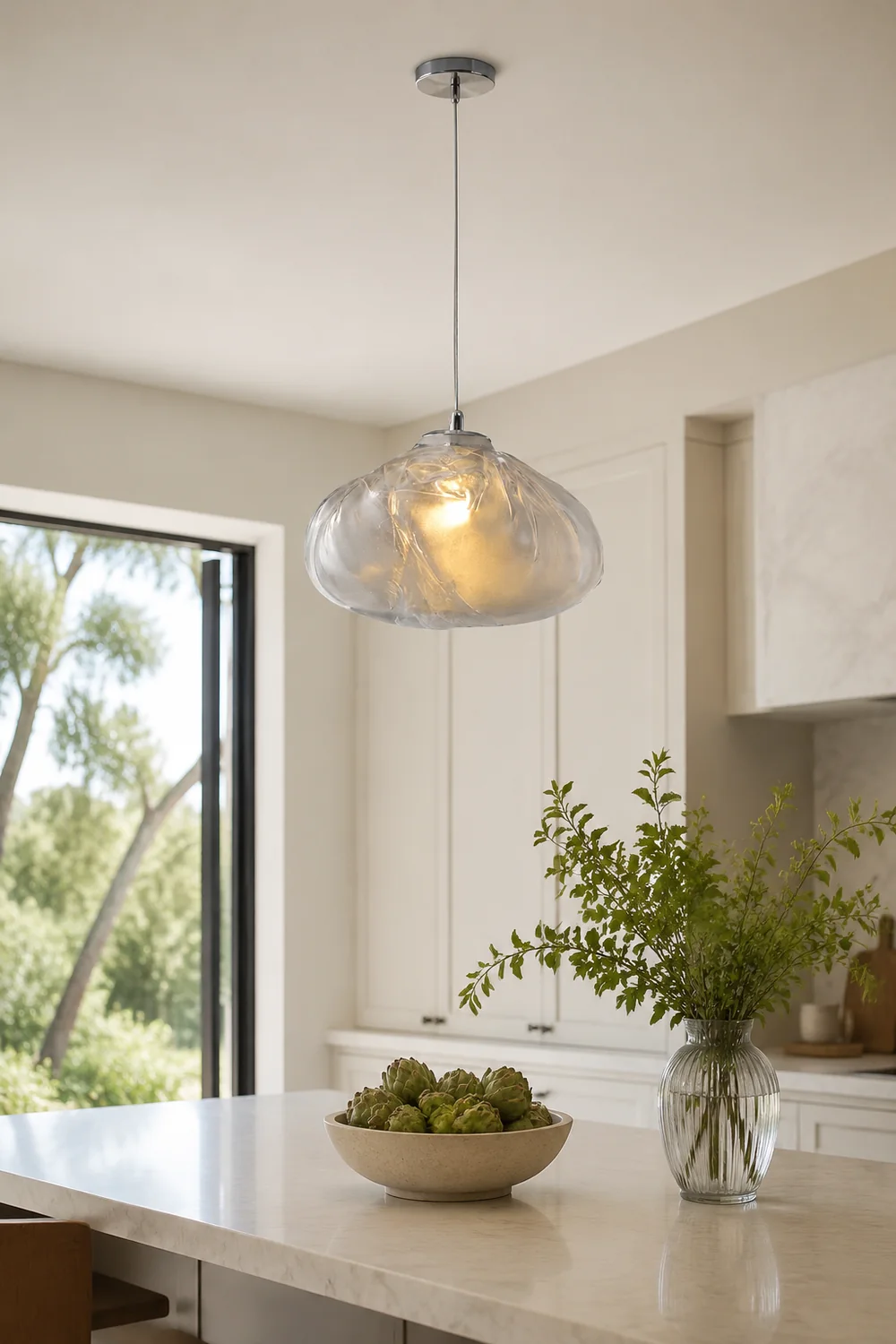 Byers Minimalist Spherical Metal/Glass Pendant Light, 3 Color - Lumpaz