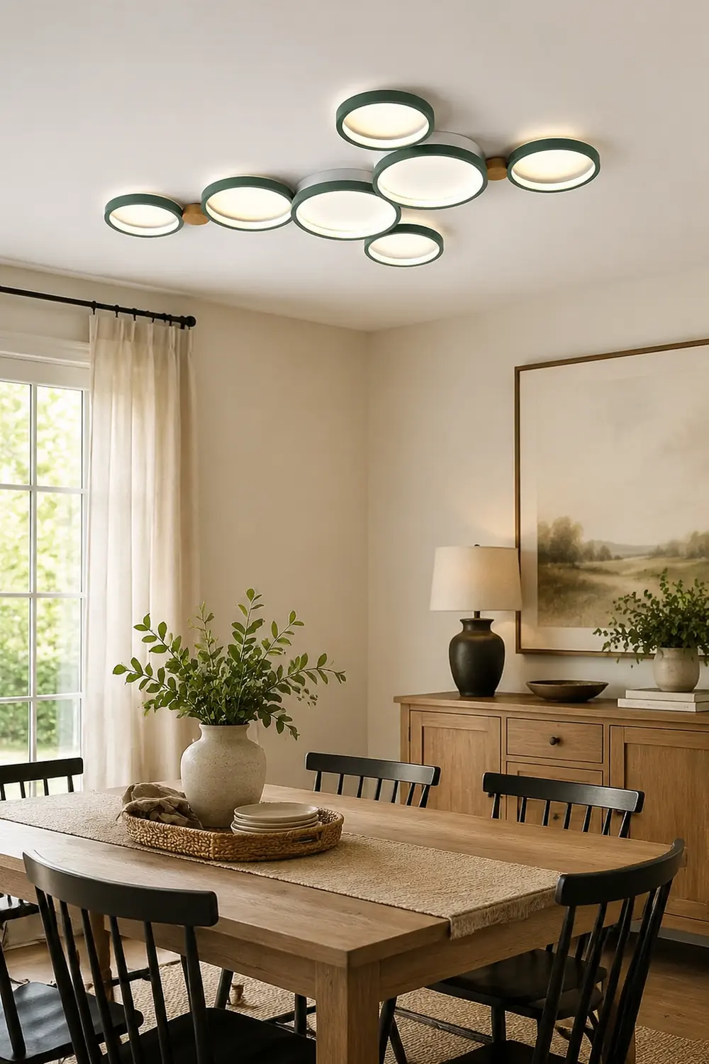 Sienna Round Flush Mount Ceiling Light White Gray Green Bedroom - Lumpaz