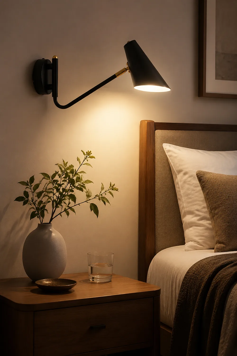 Brady Rotatable Wall Lamp, Black & White & Gold, Bedroom - Lumpaz