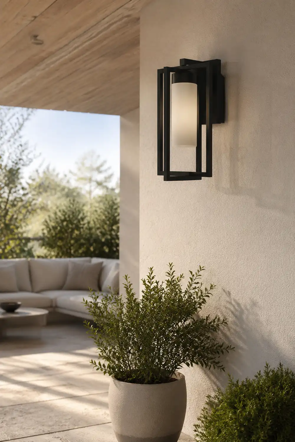 Orr Designer Rectangular Metal Outdoor Wall Lamp, Black - Lumpaz