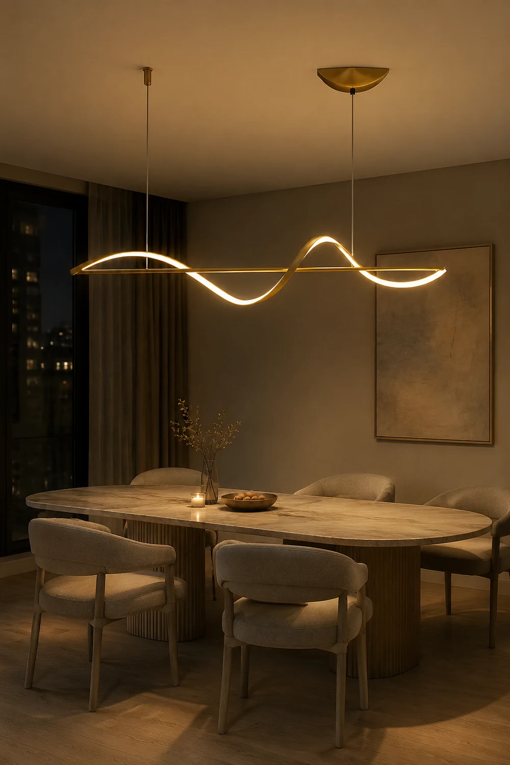 Pendant Light Wave Minimalist Designer Metal Brass/Black Art Gallery - Lumpaz