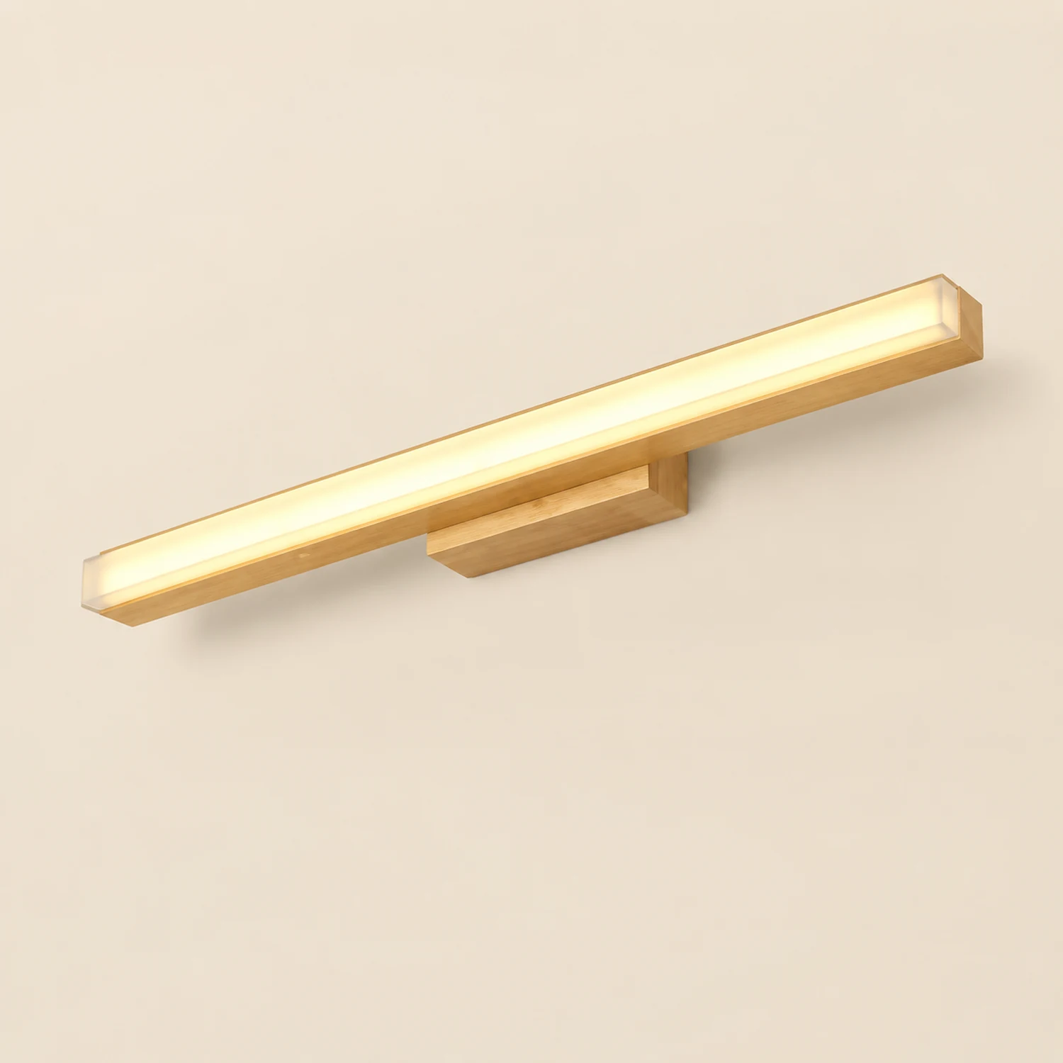 Leigh Modern Linear Wood/Acrylic Wall Lamp, Bathroom, Vanity Mirror Front - Lumpaz