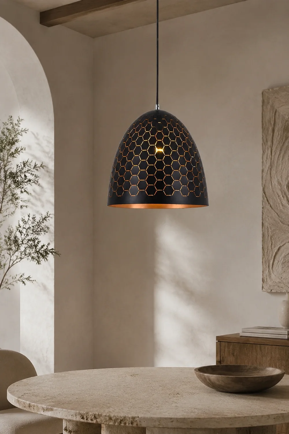 Nazifa Modern Dome Metal Black Pendant Light - Lumpaz