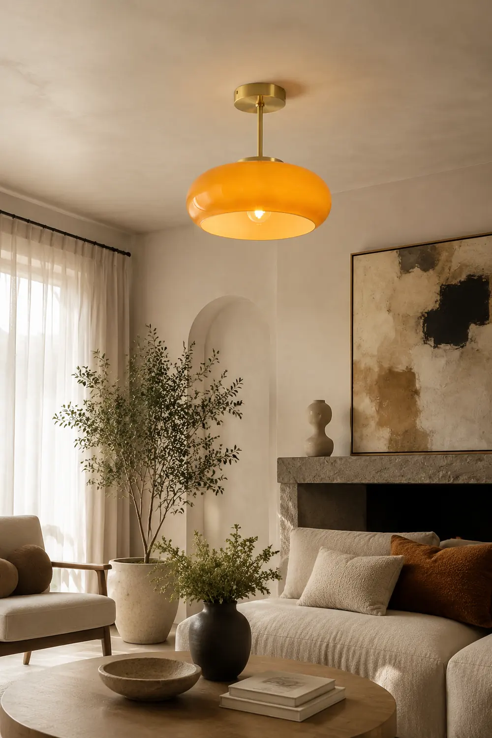 Sanna Modern Semi Flush Mount Ceiling Light, Round - Lumpaz