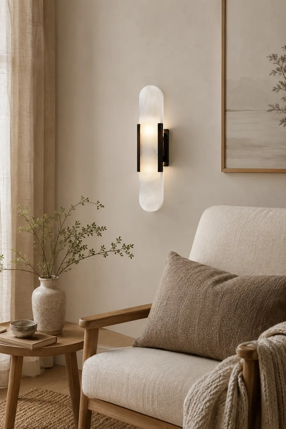 Chan Dolomite Wall Mounted Reading Light Sconces, Black & Gold - Lumpaz