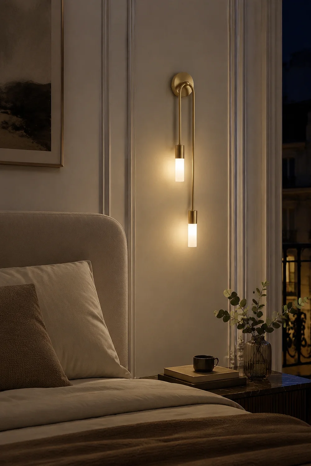Meza Modern Stick Wall Sconce Gold Metal for Bedeside - Lumpaz