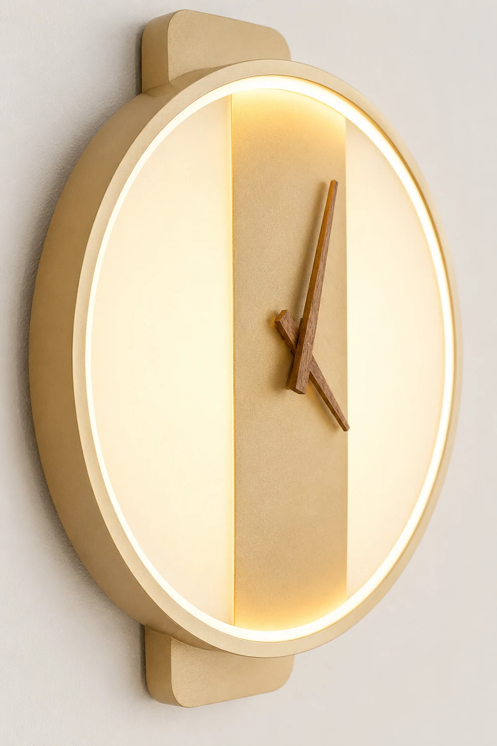 Morandi Nielsen Square Clock Metal & Acrylic Wall Lamp, Gold - Lumpaz