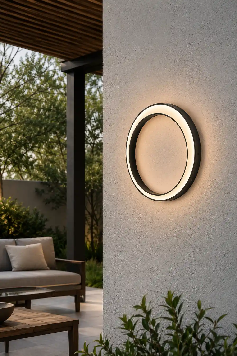 Elif Modern Ring Metal Wall Light, Art, Outdoor - Lumpaz