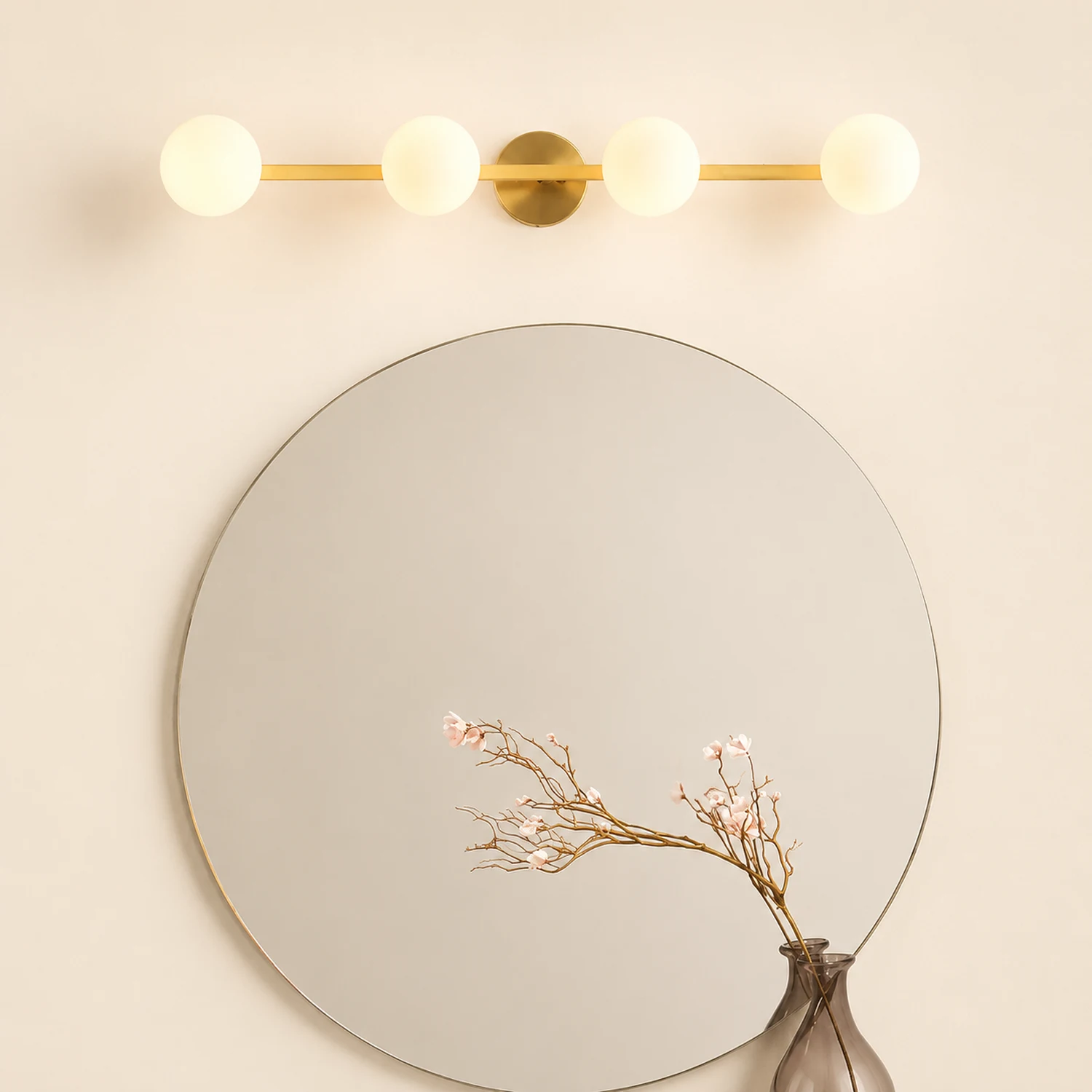 Valentina Retro Globe Linear Metal/Glass Wall Lamp, Gold, Bathroom - Lumpaz