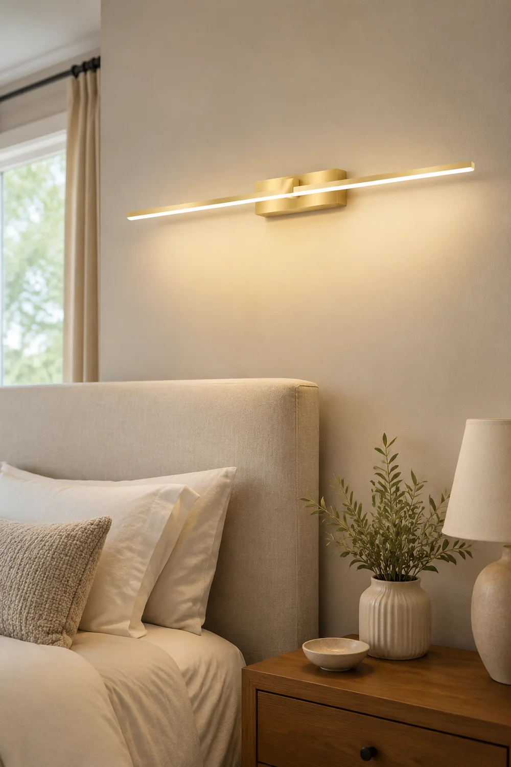 Leigh Modern Linear Mirror Vanity Wall Lamp Gold Bathroom Bedroom - Lumpaz