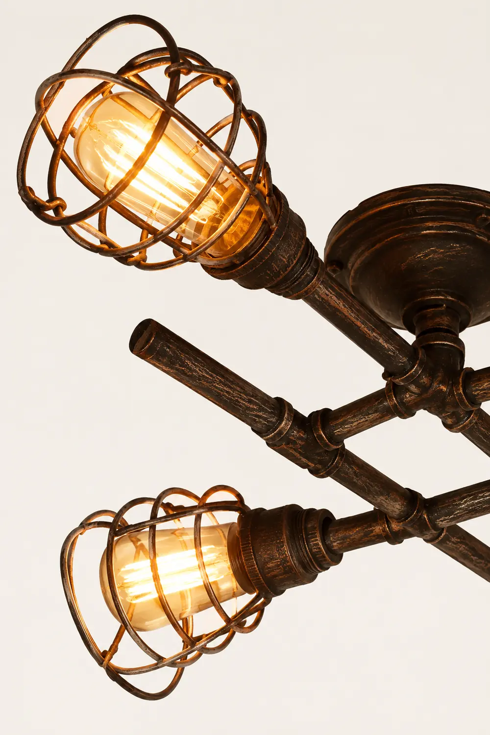 Alessio Industrial Metal Multi Flush Mount Ceiling Light, Brass - Lumpaz