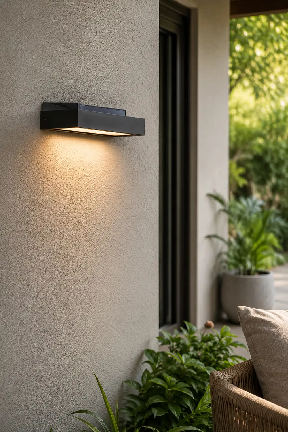 Orr  Modern Metal/Acrylic Solar Waterproof Outdoor Wall Lamp, Black - Lumpaz