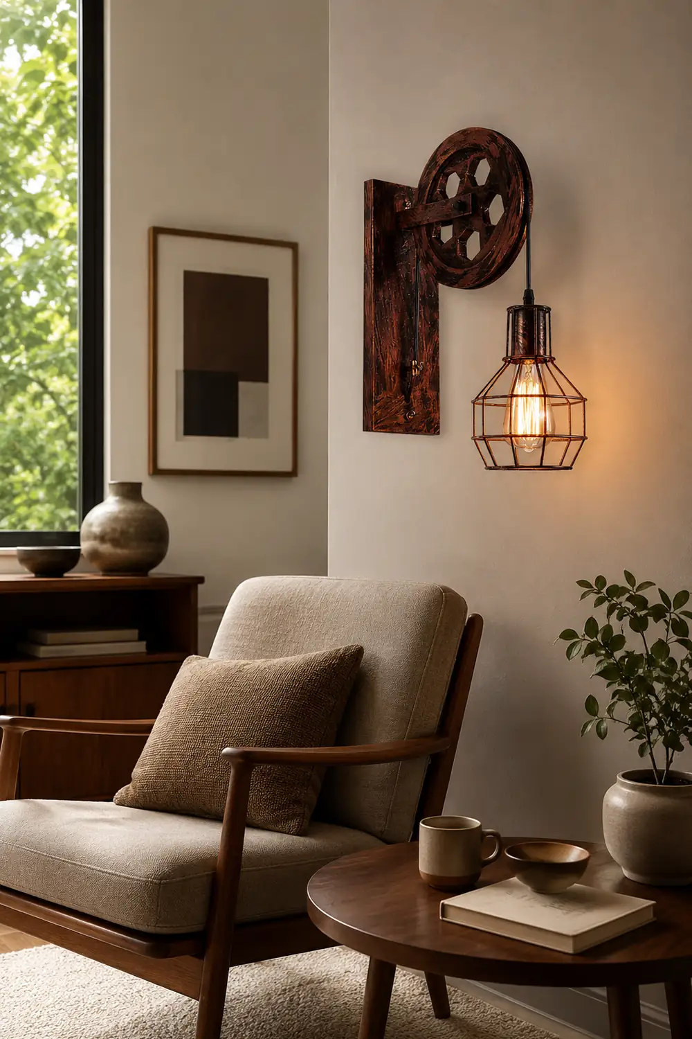 Alessio Wall Lamp Retro, Metal, Rust/Bronze/Black, Bedroom - Lumpaz