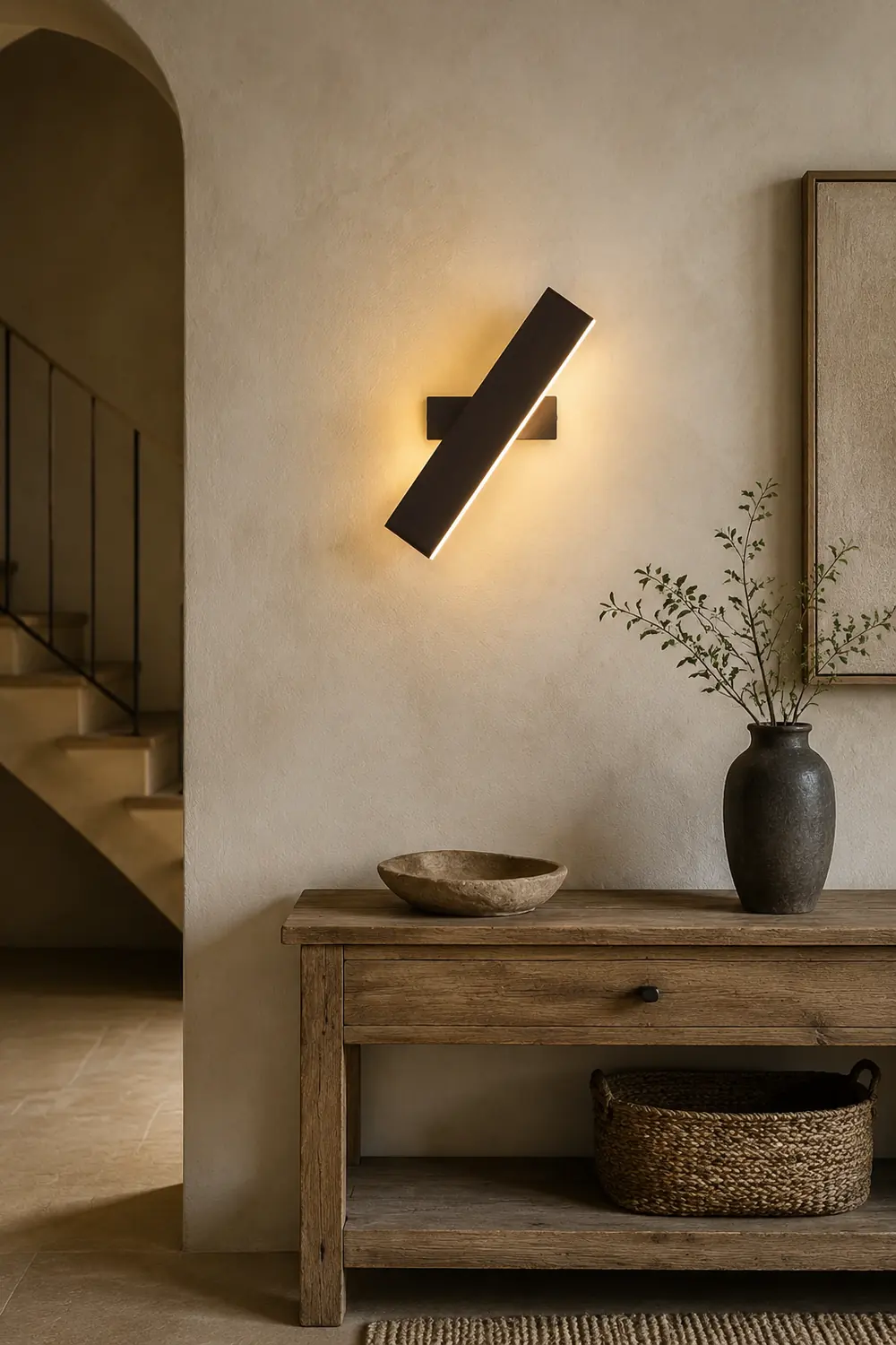 Aqsa Modern Rectangular Metal Rotatable Wall Lamp, Black/Gold/Brown - Lumpaz