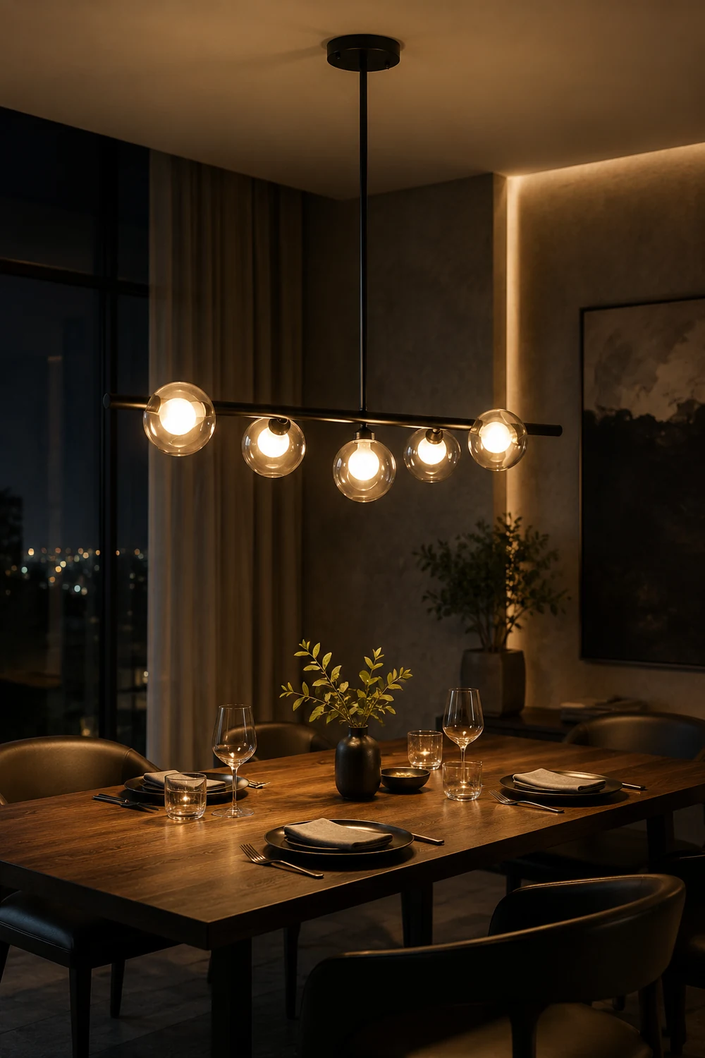 Valentina Nordic Linear Pendant Light Black Gold Kitchen Islands - Lumpaz