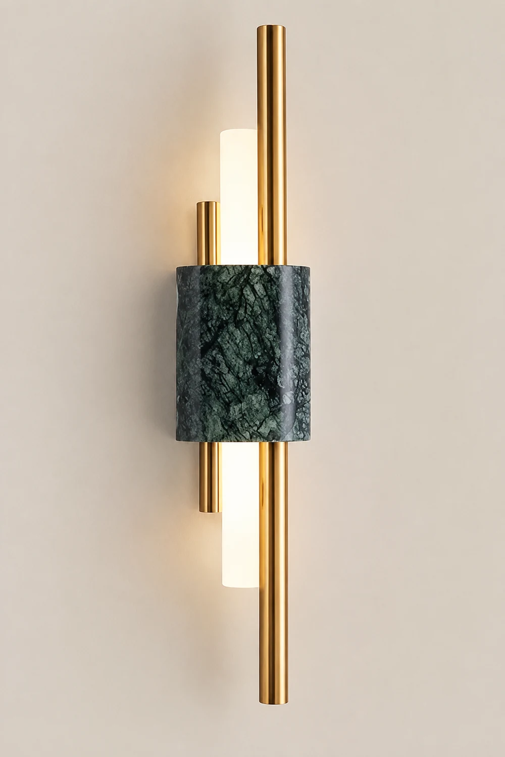 Alana Modern Metal/Marble LED Wall Lamp, Black/Gold/Green - Lumpaz