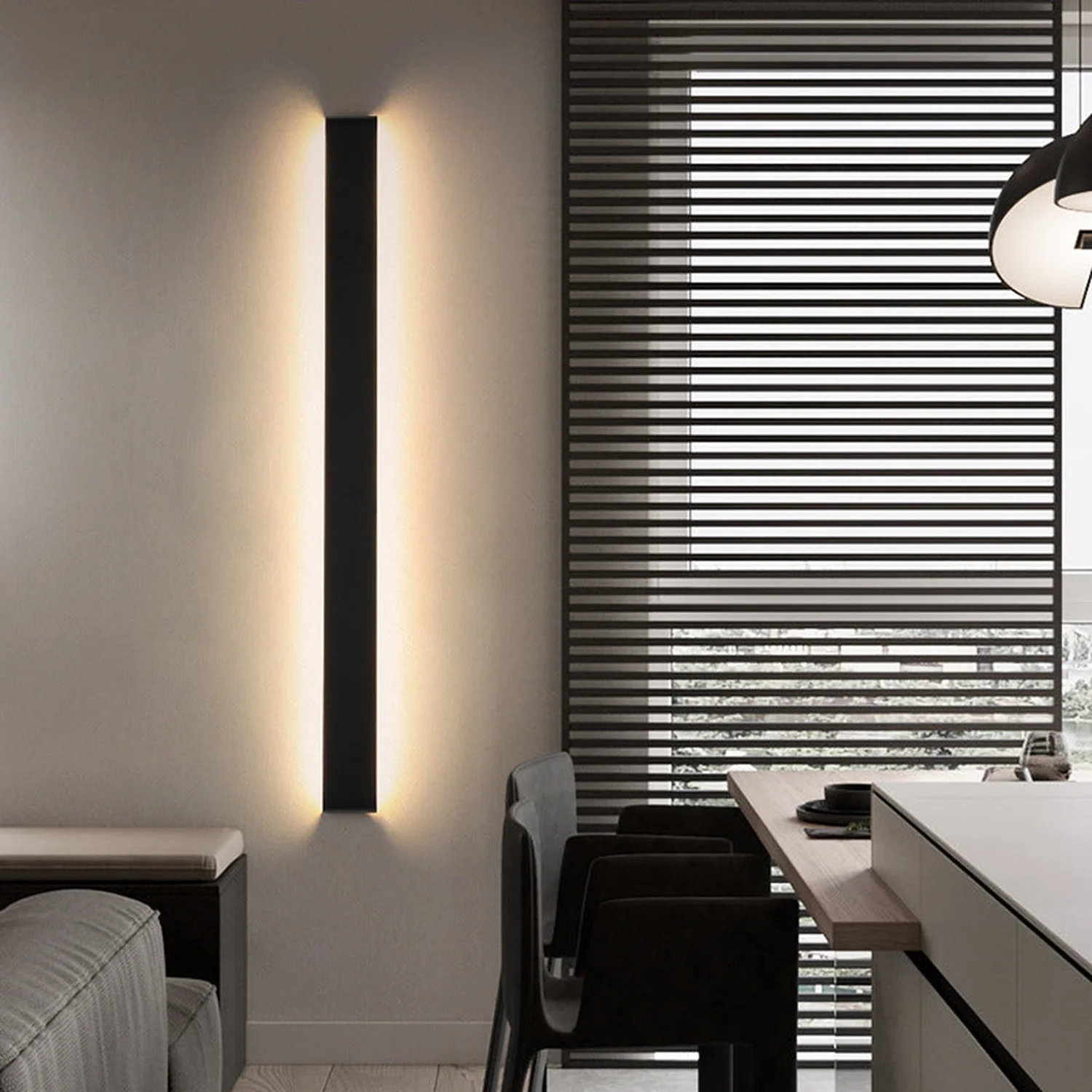Edge Minimalist Wall Lamp, Black/White - Lumpaz