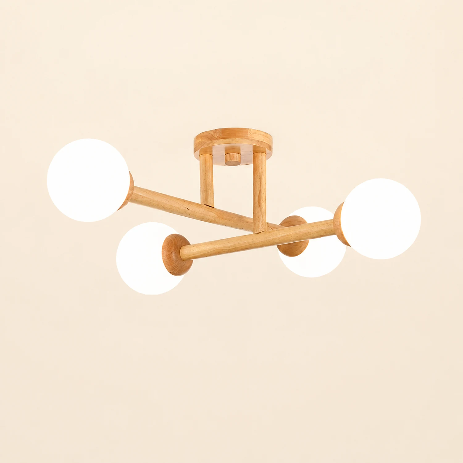Ozawa Modern Globe Wood/Glass Flush Mount Ceiling Light - Lumpaz